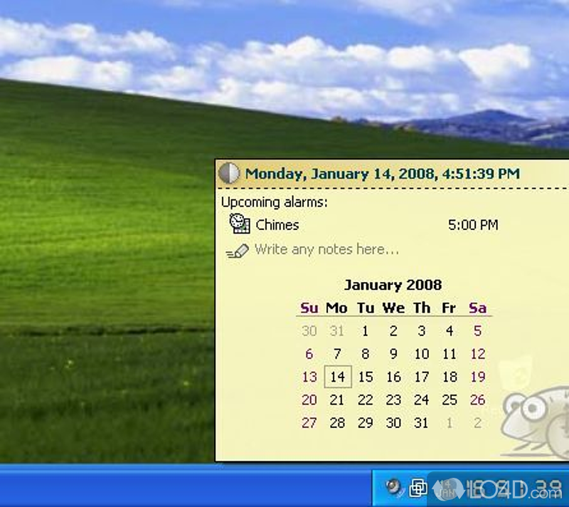 Replace the default Windows clock with one of various presets, turn wallpaper into an animated clock - Screenshot of Chameleon Clock