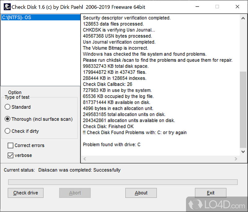 Clever design makes it easy to use - Screenshot of CheckDisk