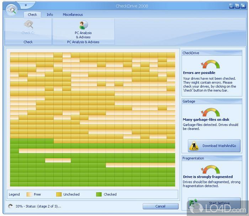 Scan your hard drive for errors - Screenshot of CheckDrive