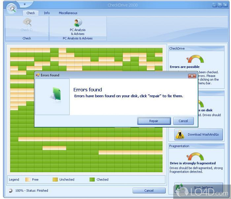 Checks hard disks for errors - Screenshot of CheckDrive