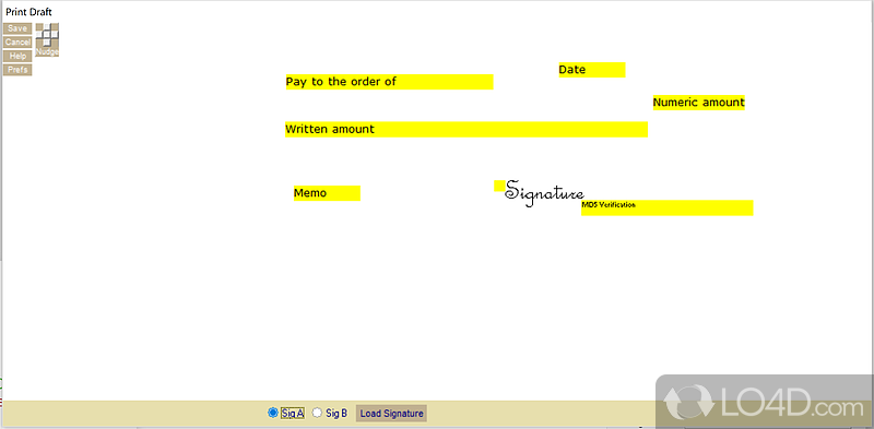 CheckWriter: User interface - Screenshot of CheckWriter