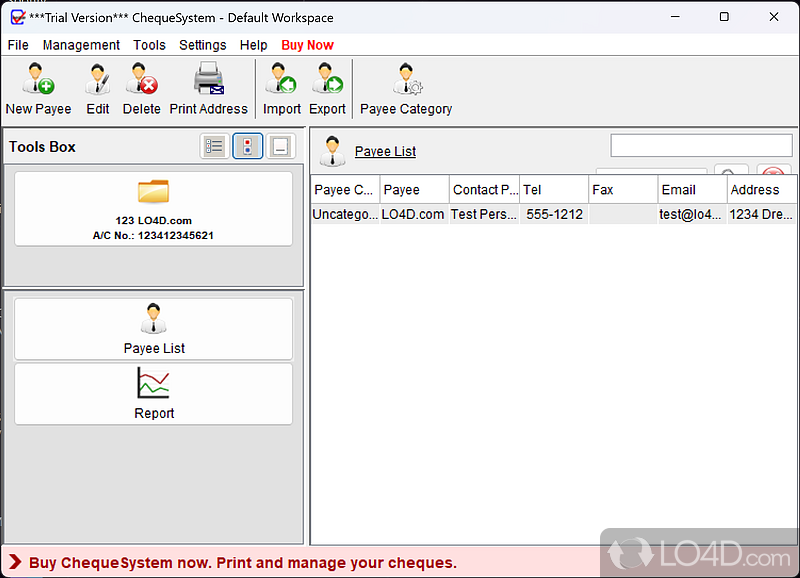 More than a cheque writer - Screenshot of Electronic Cheque Writer