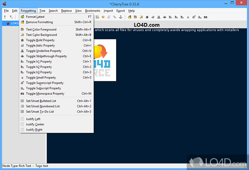 CherryTree for Windows screenshot