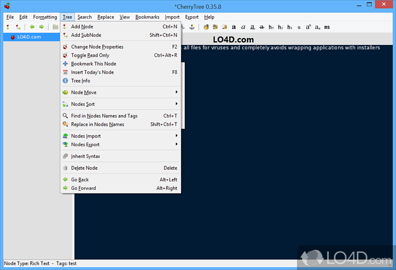 CherryTree for Windows screenshot