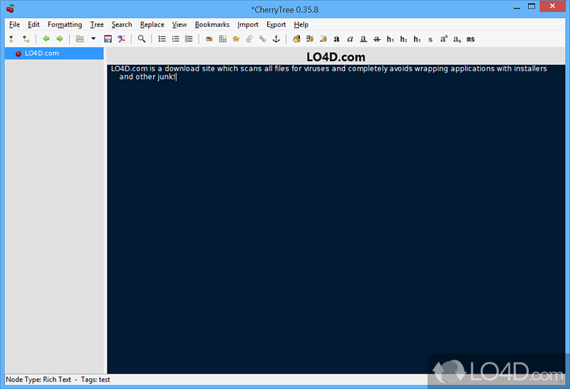 Practical and easy to use - Screenshot of CherryTree for Windows