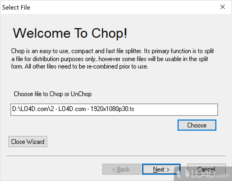 You can extract parts from VOB files - Screenshot of Chop