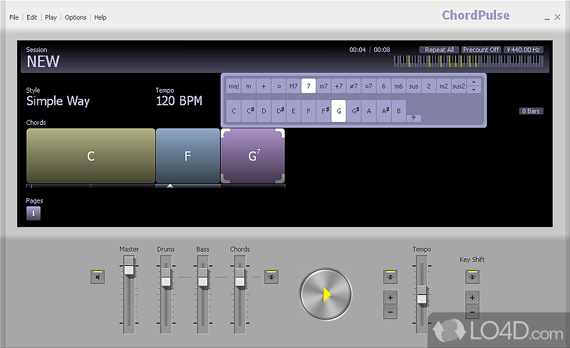 Choose from a large variety of styles - Screenshot of ChordPulse