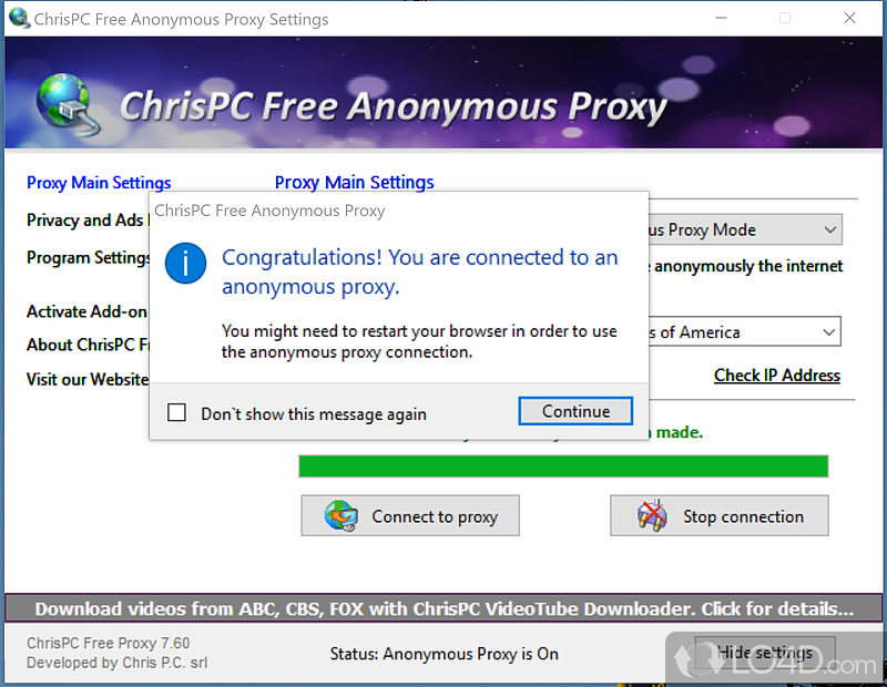 Hulu, Netflix, BBC iPlayer, and ITV Player, among others - Screenshot of ChrisPC Free Anonymous Proxy