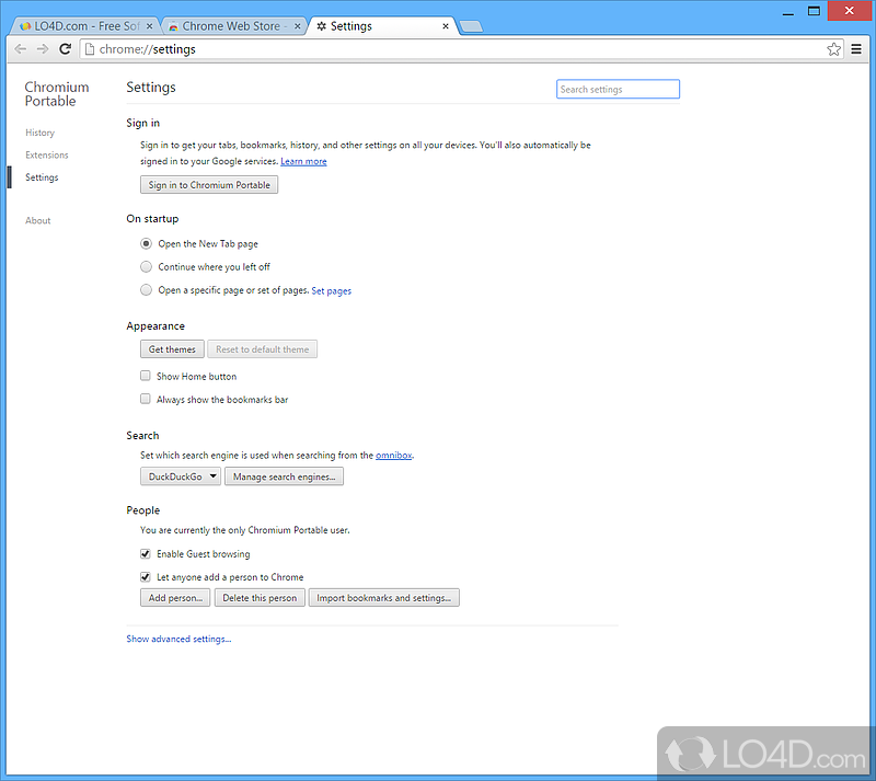 Version of the open source Chromium browser - Screenshot of Chromium Portable