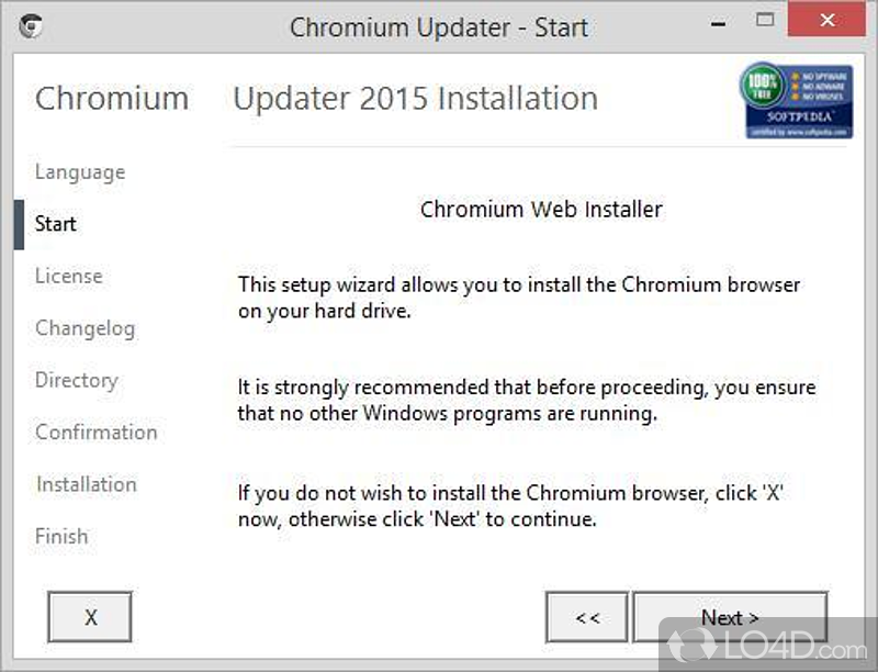Chromium Updater: User interface - Screenshot of Chromium Updater