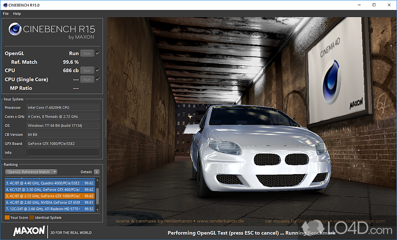 Start the test at the press of a button - Screenshot of Cinebench