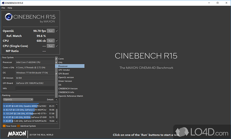 Compare your result with other products - Screenshot of Cinebench