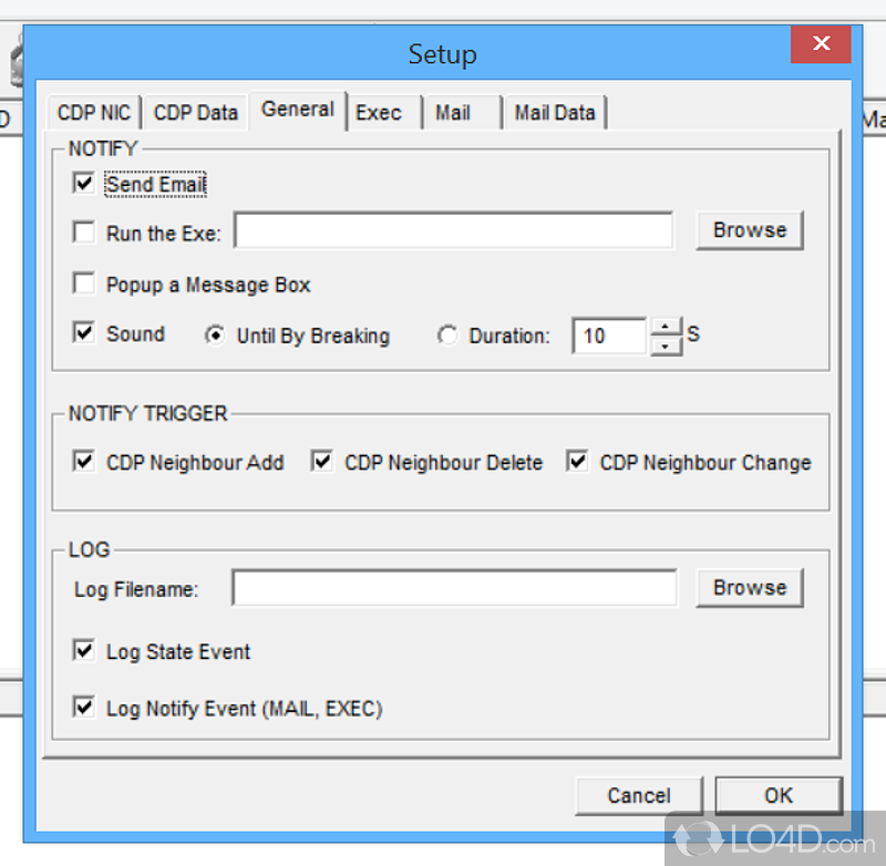 Cisco CDP Monitor: User interface - Screenshot of Cisco CDP Monitor