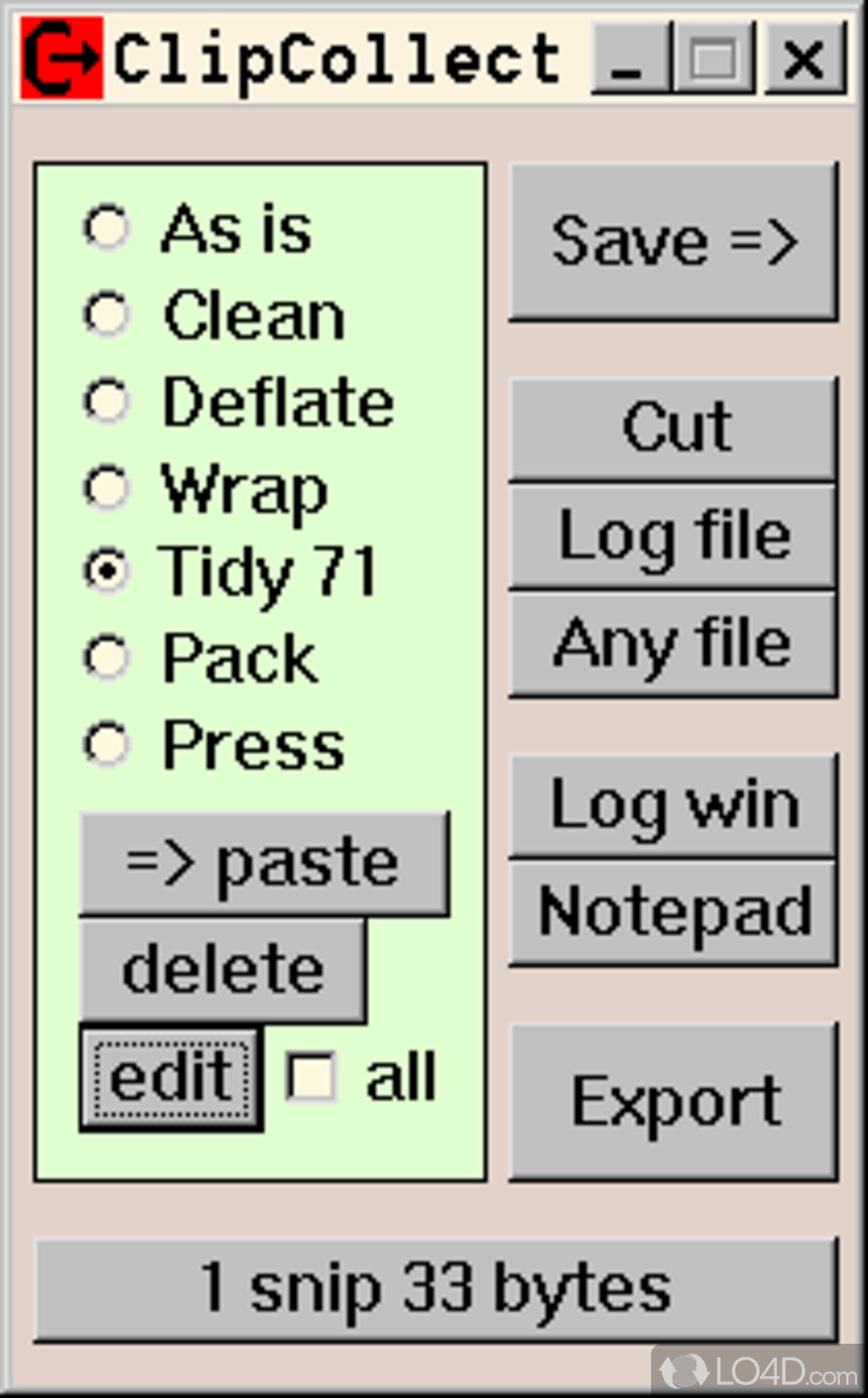 With this app, easily copy and paste text snippets from clipboard or create HTML websites from any directory on computer - Screenshot of ClipCollect