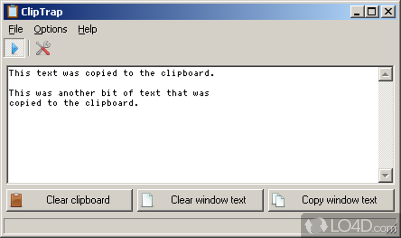 Is designed to record all copied texts, hyperlinks, network IPs - Screenshot of ClipTrap