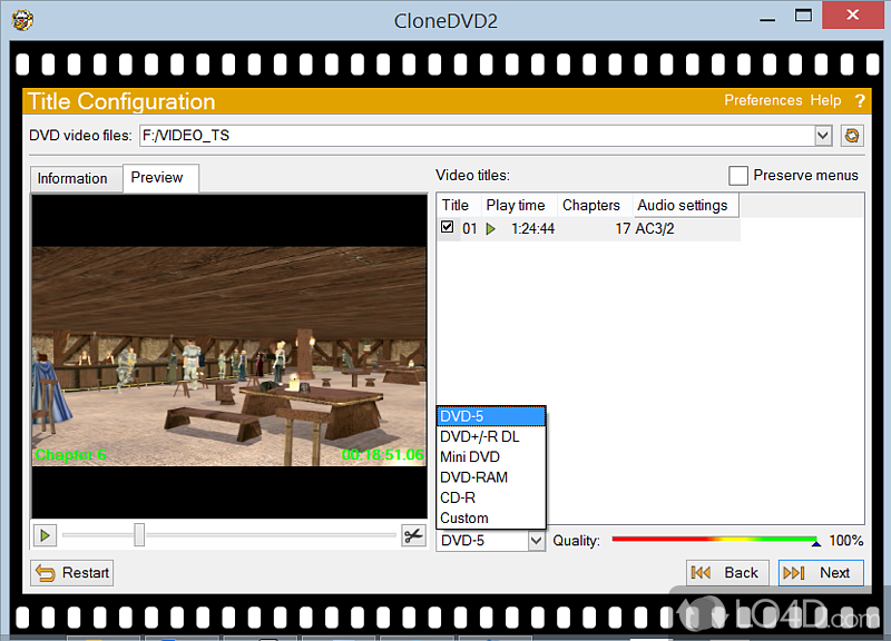 Copy DVD movies in unparalleled picture quality - Screenshot of CloneDVD