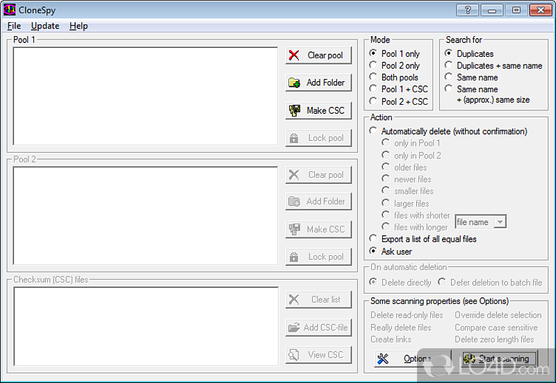 Accessible, software that can help you up hard drive space by detecting - Screenshot of CloneSpy