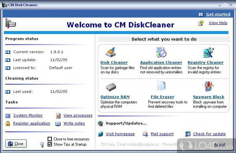 CM DiskCleaner: User interface - Screenshot of CM DiskCleaner