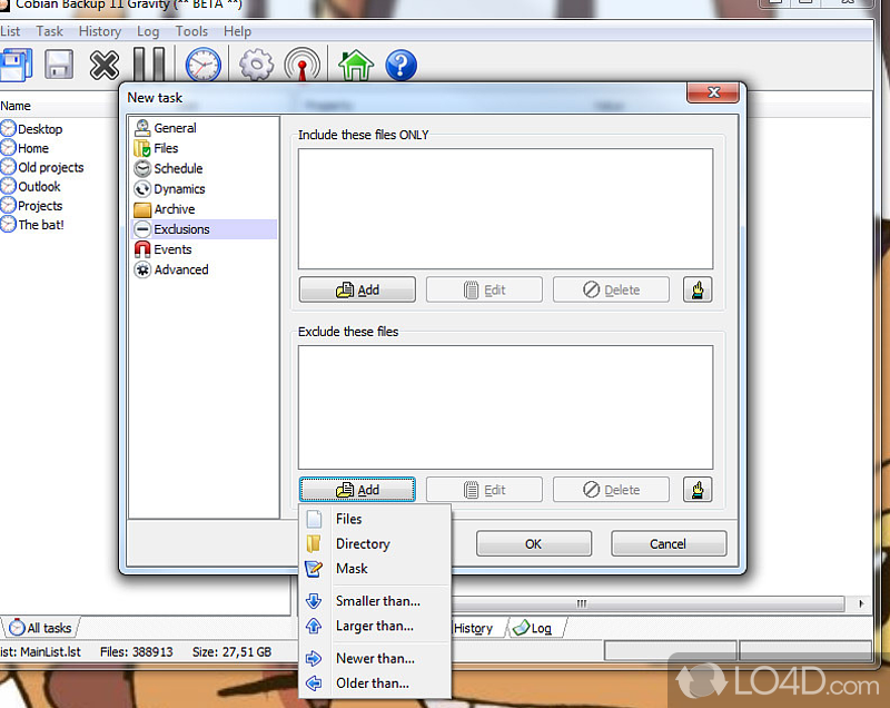 Multi-threaded program that can be used to schedule - Screenshot of Cobian Backup