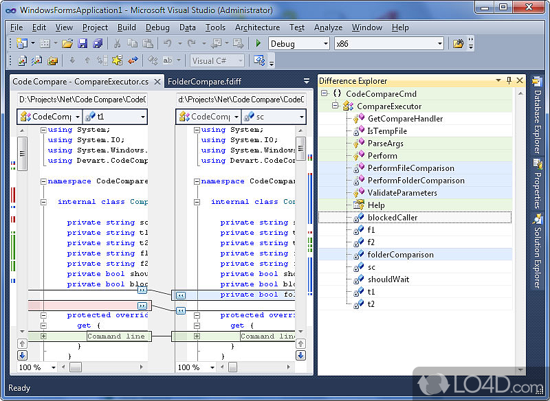 Free tool to compare files and folders - Screenshot of CodeCompare