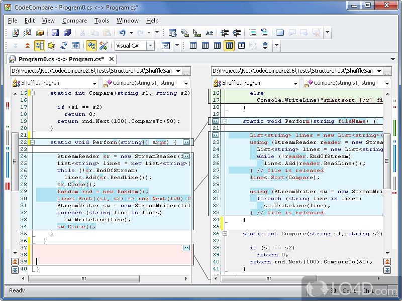 CodeCompare: Editing features - Screenshot of CodeCompare