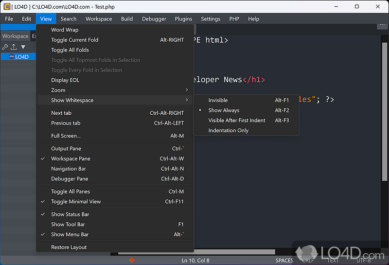 An efficient C, C++, PHP and JavaScript integrated development environment - Screenshot of CodeLite