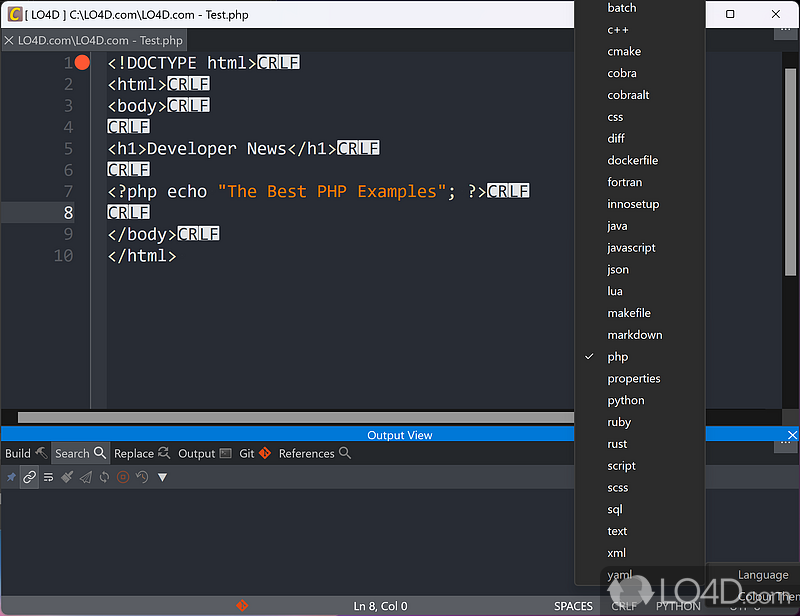 Amazing C, C++, PHP and JavaScript integrated development environment - Screenshot of CodeLite