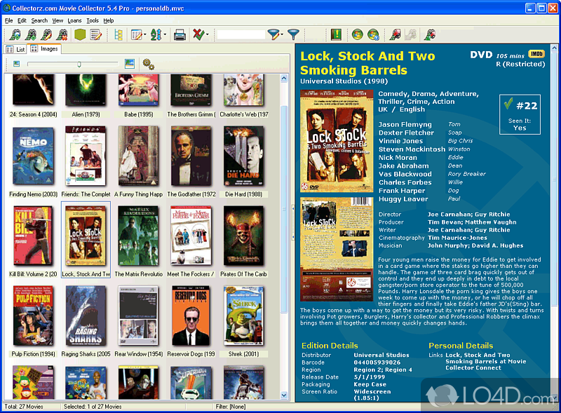 DVD Database Software, catalog DVDs automatically, no typing needed - Screenshot of Movie Collector