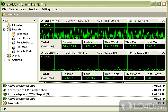Advanced traffic meter - Screenshot of CommTraffic
