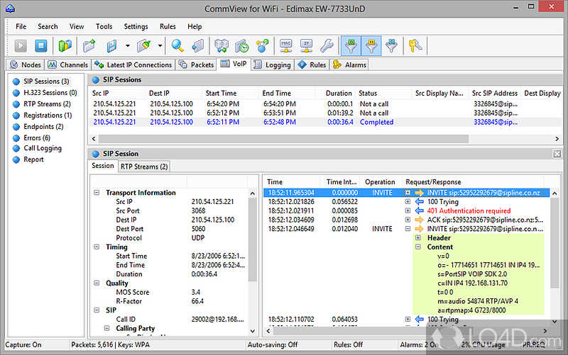 CommView for WiFi: Network analyzer - Screenshot of CommView for WiFi