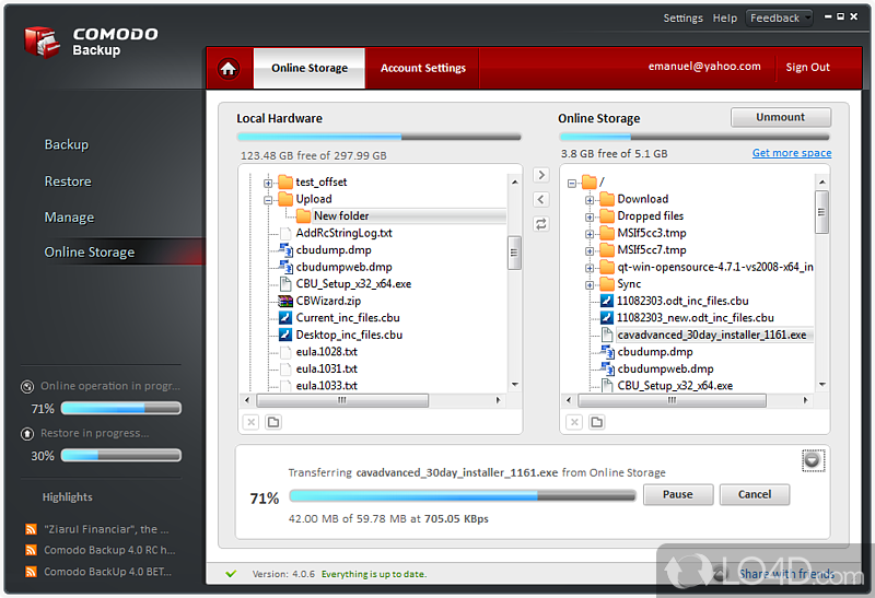 Backup fast, Restore easy and Files secure - Screenshot of Comodo Backup