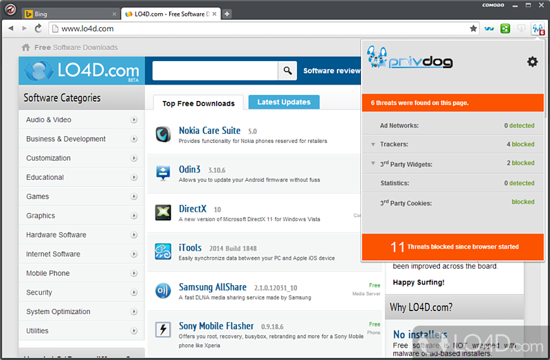 Quick setup with customizable settings - Screenshot of Comodo Dragon Browser