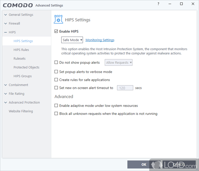 Defense against viruses - Screenshot of Comodo Firewall