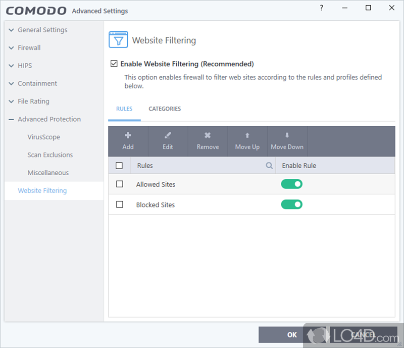 Comodo Firewall: User interface - Screenshot of Comodo Firewall