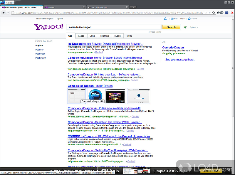 Fast and secure web browsing - Screenshot of Comodo IceDragon