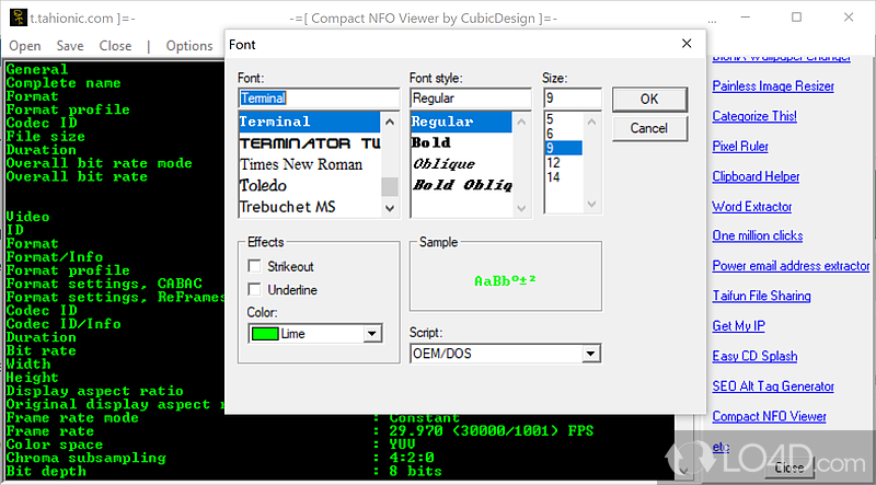 Small program which can view NFO files and open URLs inside them - Screenshot of Compact NFO Viewer