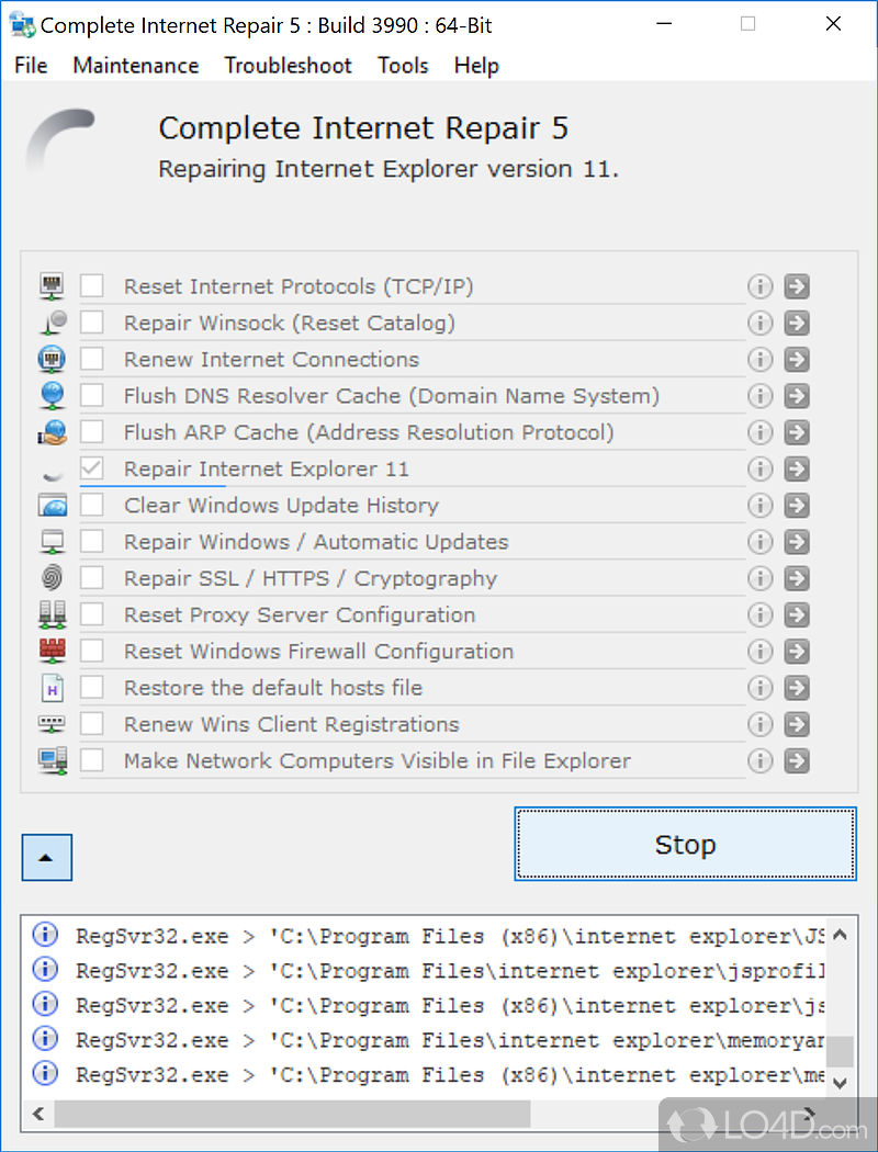 Repair the Internet connection and related problems - Screenshot of Complete Internet Repair