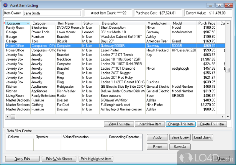 All-In-One Home Inventory and Asset Management - Screenshot of Computerize Your Assets