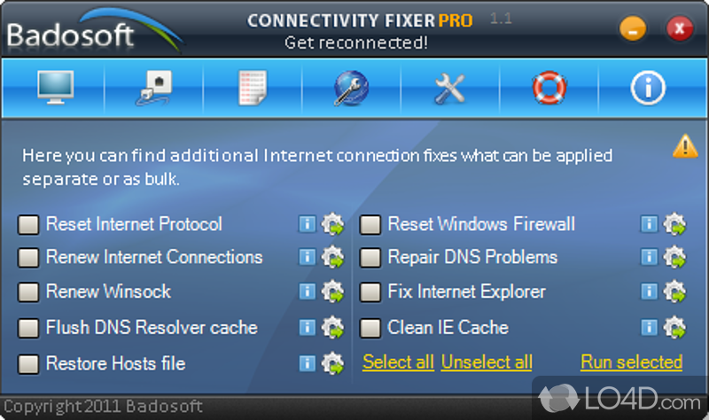 The perfect application which fix internet connectivity problems for PC - Screenshot of Connectivity Fixer