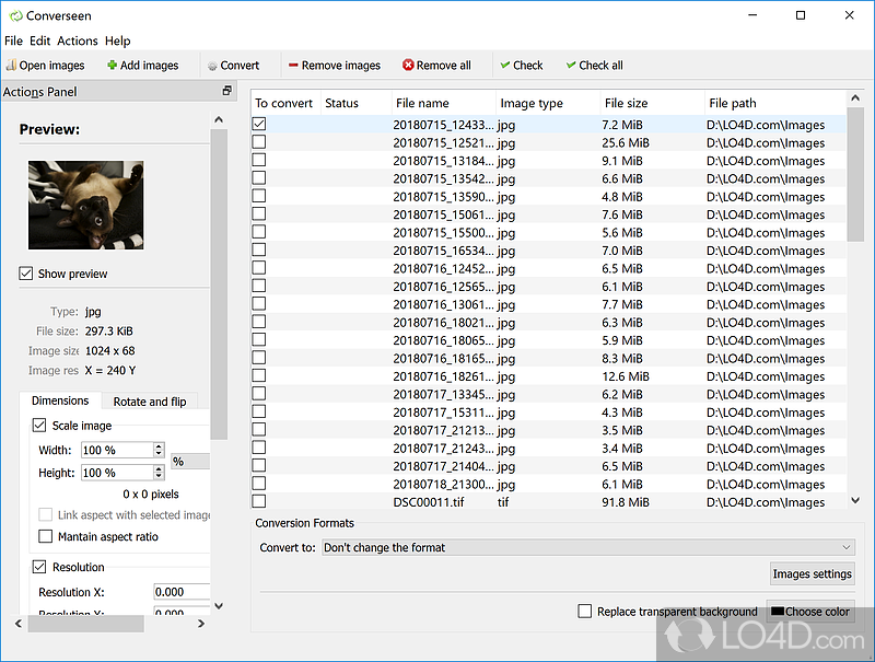 Software solution that can help you to easily convert a large number of photos - Screenshot of Converseen