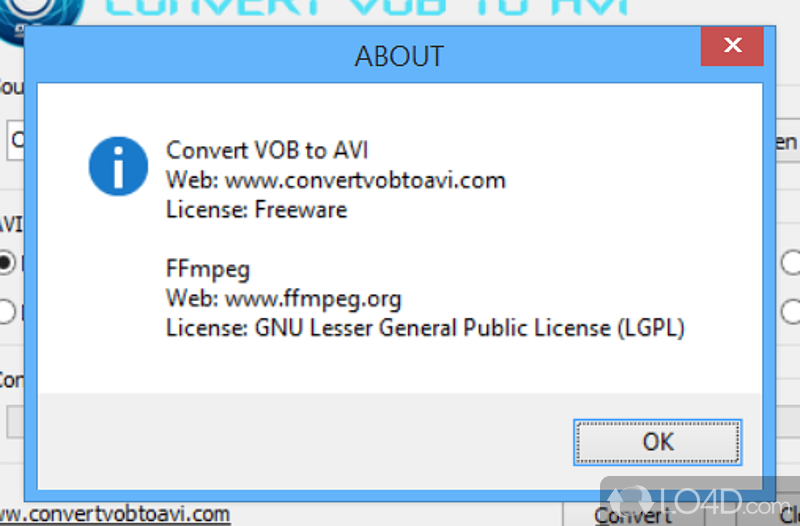 Convert VOB to AVI: User interface - Screenshot of Convert VOB to AVI
