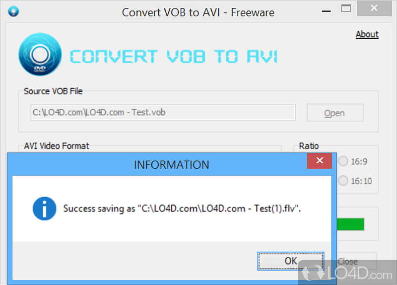 Convert VOB to AVI screenshot