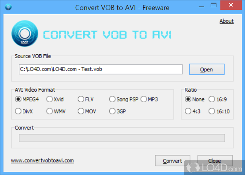 Handy VOB to AVI converter - Screenshot of Convert VOB to AVI