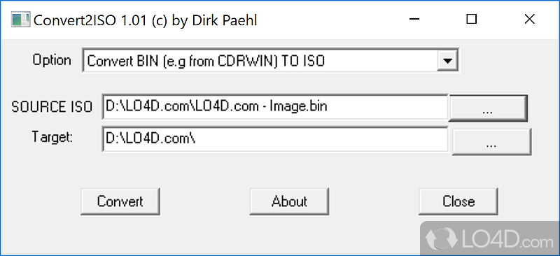 Convert NRG and BIN CD / DVD image files to ISO - Screenshot of Convert2ISO