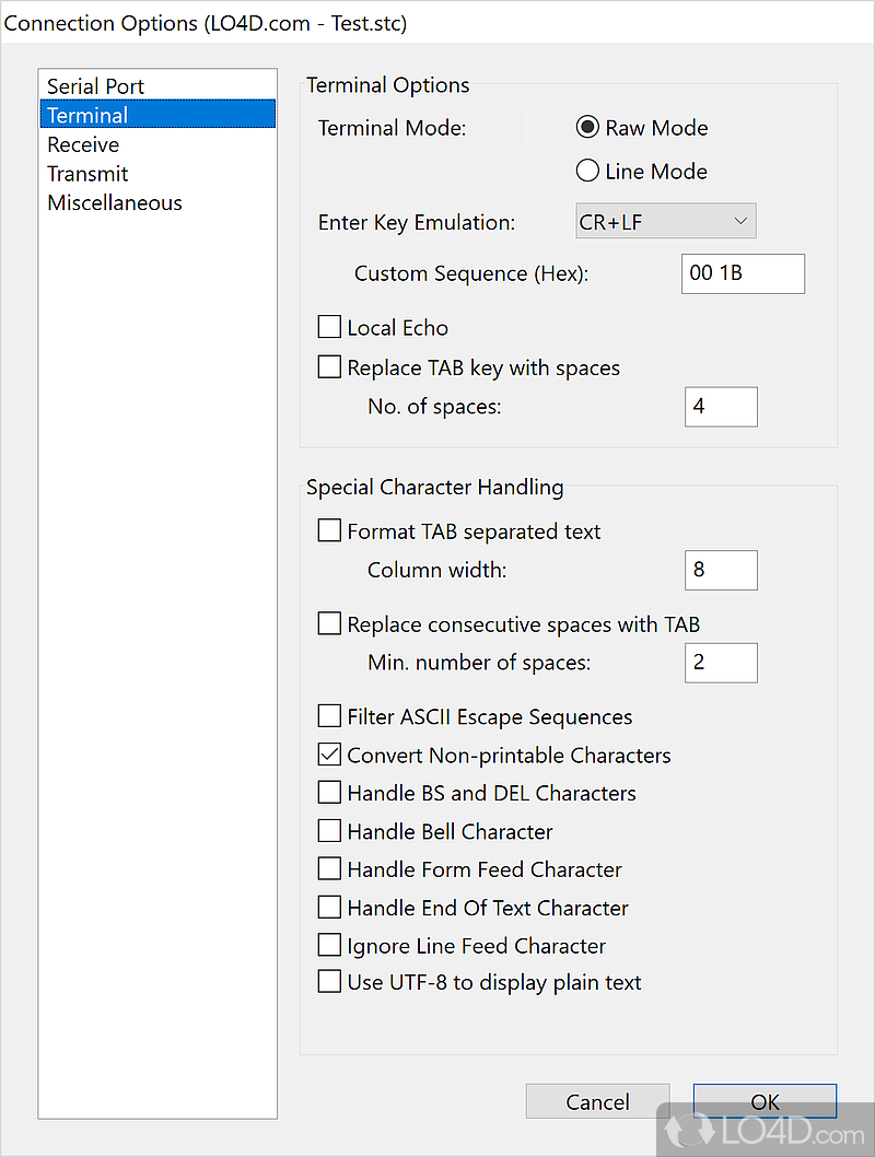 Free serial port application for data exchange purposes - Screenshot of CoolTerm