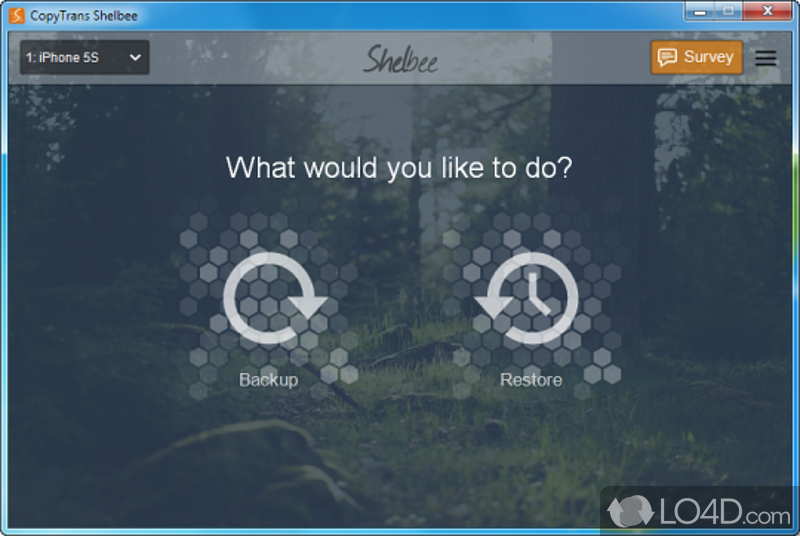 Software utility that can help you backup iOS device, no matter if it is an iPhone, an iPod touch - Screenshot of CopyTrans Shelbee