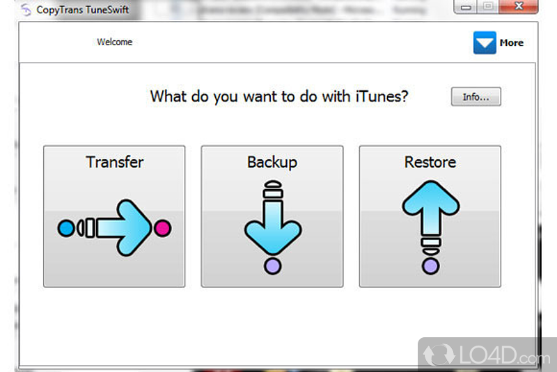 Transfer iTunes library, create backups of music - Screenshot of CopyTrans TuneSwift