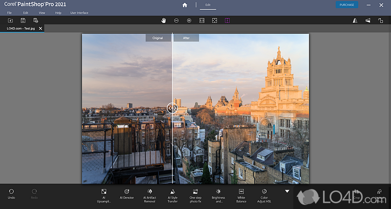 Packed with many options, this app can automatically adjust photograph parameters, apply multiple effects, view EXIF data - Screenshot of Corel PaintShop Pro