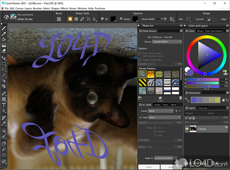 Smart photo cloning - Screenshot of Corel Painter