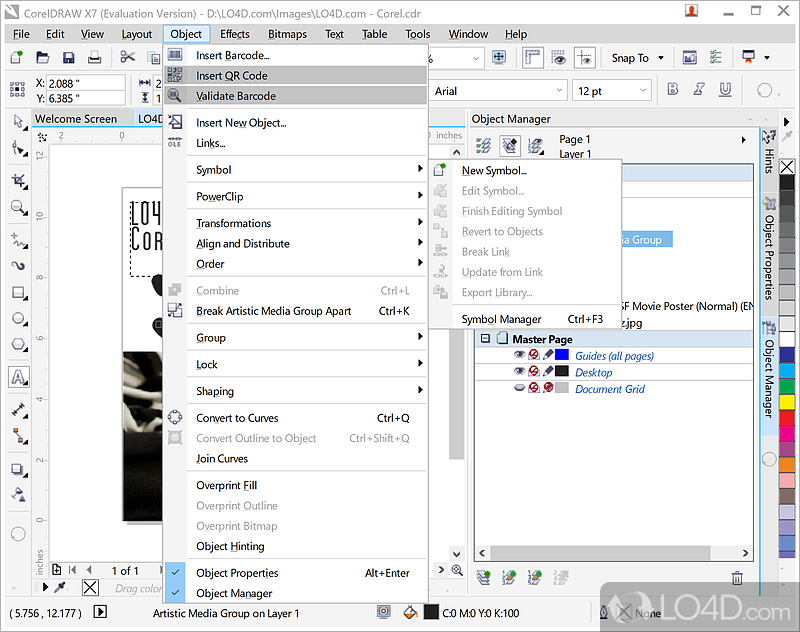 CorelDRAW: User interface - Screenshot of CorelDRAW